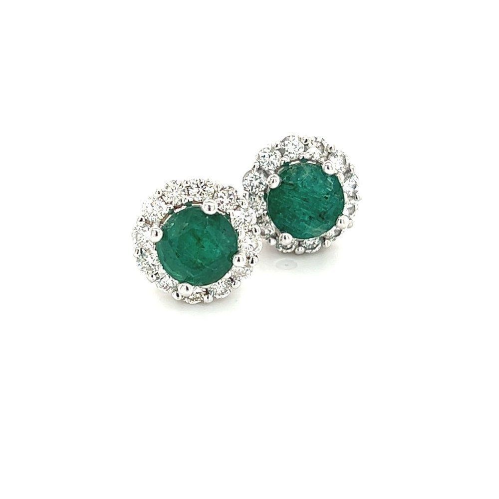Natural Emerald Diamond Earrings 14k Gold 3.02 TCW Certified $5,490 211182
